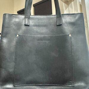 Portland Leather Goods Medium Tote | Black Full Grain Leather | Handmade Minimal